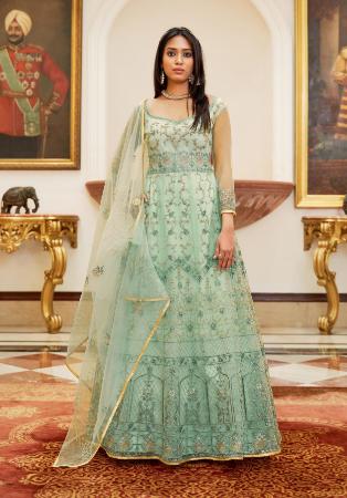 Picture of Fascinating Net Rosy Brown Anarkali Salwar Kameez