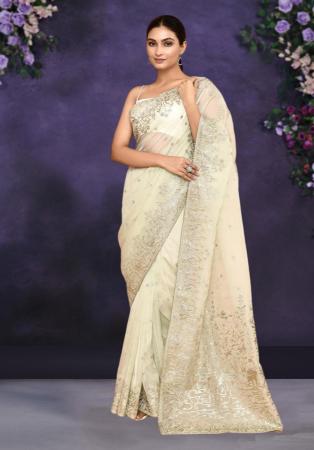 Picture of Splendid Satin & Silk & Organza Beige Saree