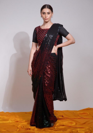 Picture of Amazing Georgette Black Saree