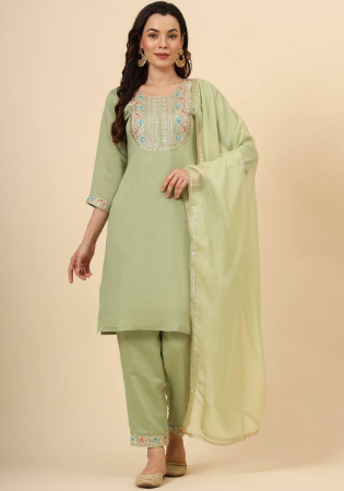 Picture of Ideal Silk Dark Khaki Readymade Salwar Kameez