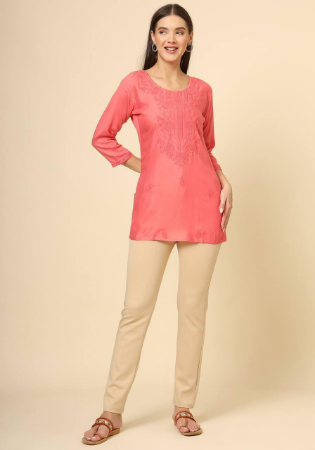 Picture of Nice Rayon Light Pink Kurtis & Tunic