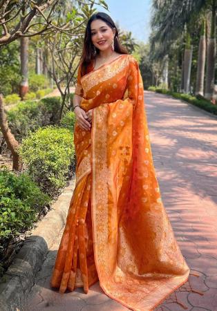 Picture of Elegant Organza Orange Saree