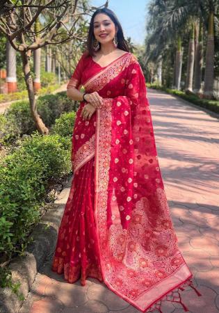 Picture of Sightly Organza Pale Violet Red Saree