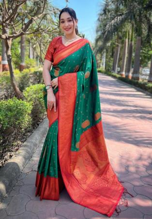 Picture of Appealing Silk Dark Green Saree