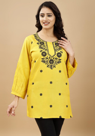 Picture of Good Looking Rayon Golden Kurtis & Tunic