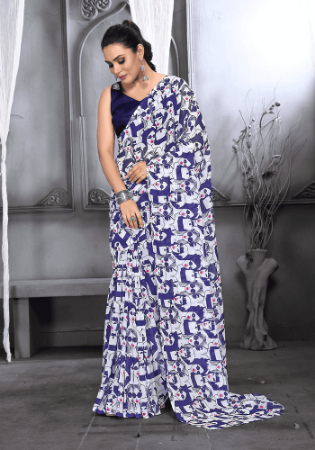 Picture of Statuesque Georgette Light Steel Blue Saree