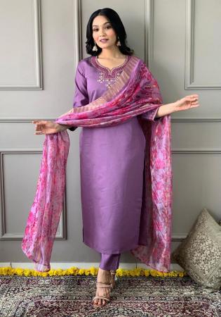 Picture of Comely Rayon Medium Purple Readymade Salwar Kameez