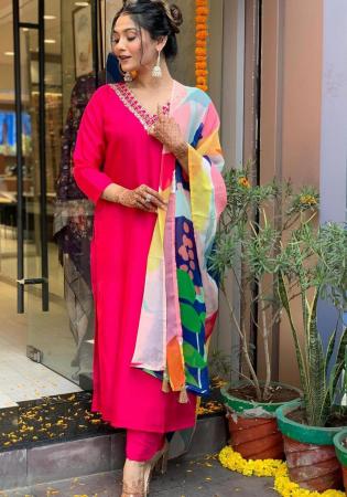 Picture of Lovely Rayon Deep Pink Readymade Salwar Kameez