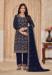 Picture of Georgette Navy Blue Straight Cut Salwar Kameez