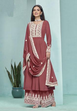 Picture of Comely Georgette Indian Red Anarkali Salwar Kameez