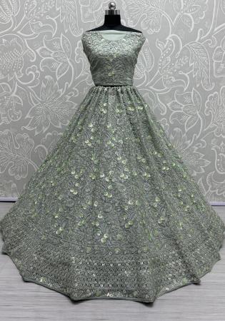 Picture of Sublime Net Dark Sea Green Lehenga Choli