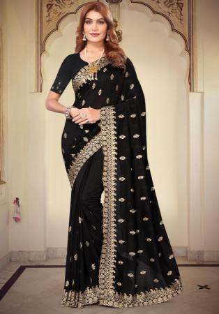 Picture of Lovely Georgette Black Saree