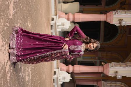 Picture of Classy Chiffon Brown Readymade Gown