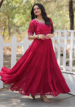 Picture of Beautiful Georgette Misty Rose Readymade Gown