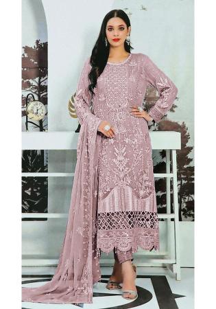 Picture of Georgette Rosy Brown Straight Cut Salwar Kameez