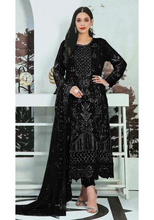 Picture of Splendid Georgette Black Straight Cut Salwar Kameez