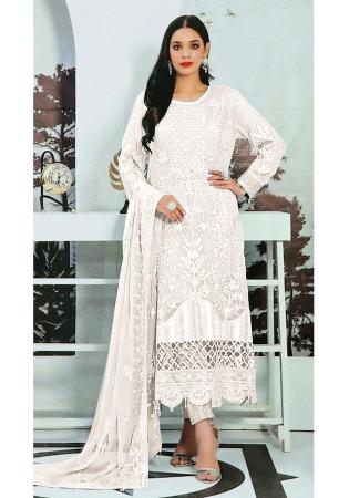 Picture of Well Formed Georgette White Straight Cut Salwar Kameez