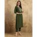 Picture of Chiffon Dark Olive Green Readymade Salwar Kameez