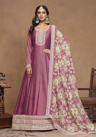 Picture of Ravishing Silk Pink Anarkali Salwar Kameez