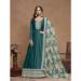 Picture of Exquisite Silk Teal Anarkali Salwar Kameez