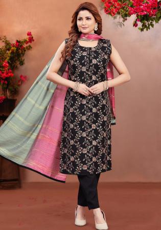 Picture of Classy Silk Black Readymade Salwar Kameez