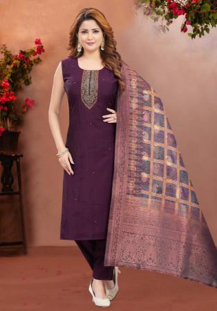 Picture of Beauteous Silk Brown Readymade Salwar Kameez