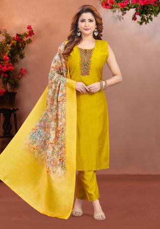 Picture of Gorgeous Silk Orange Readymade Salwar Kameez