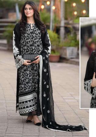 Picture of Grand Georgette Black Straight Cut Salwar Kameez