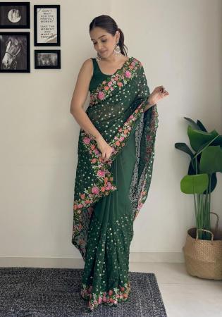 Picture of Delightful Georgette Sea Green Saree