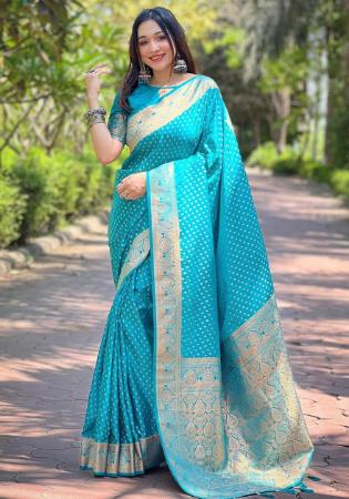 Picture of Superb Silk Dark Turquoise Saree