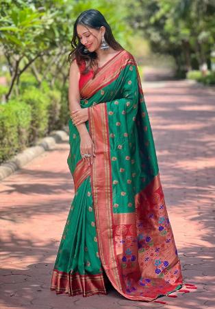 Picture of Ravishing Silk Teal Saree