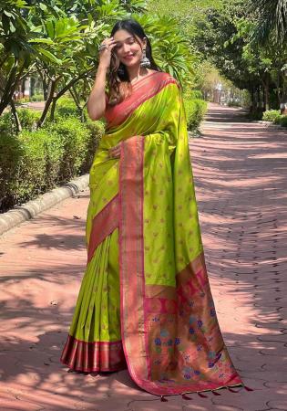 Picture of Graceful Silk Yellow Green Saree