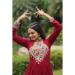 Picture of Beautiful Rayon & Cotton Maroon Party Wear Gown