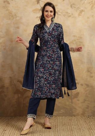 Picture of Pretty Chiffon Navy Blue Readymade Salwar Kameez