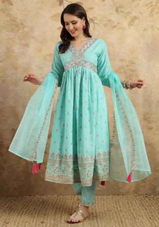 Picture of Charming Chiffon Powder Blue Readymade Salwar Kameez