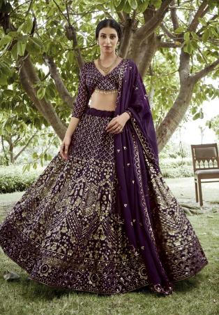 Picture of Lovely Georgette & Net Purple Lehenga Choli