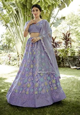 Picture of Lovely Georgette & Net Plum Lehenga Choli