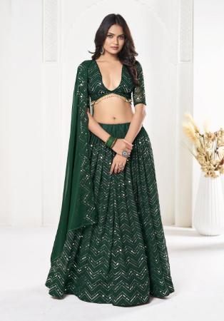 Picture of Ravishing Georgette & Net Dark Green Lehenga Choli