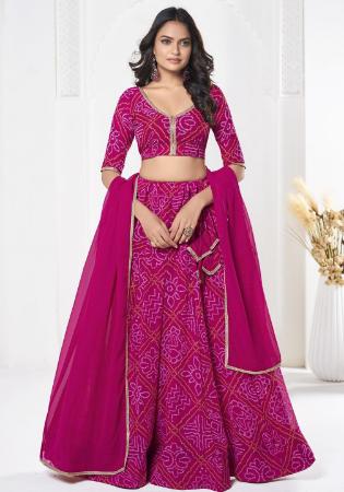 Picture of Lovely Georgette & Net Deep Pink Lehenga Choli