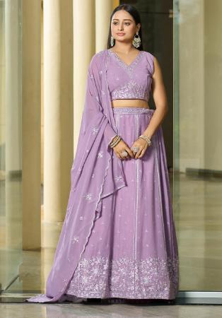 Picture of Wonderful Georgette & Net Rosy Brown Lehenga Choli