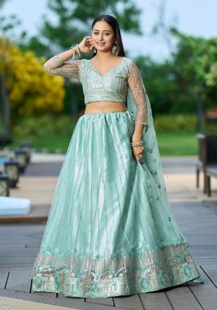 Picture of Georgette & Net Dark Sea Green Lehenga Choli