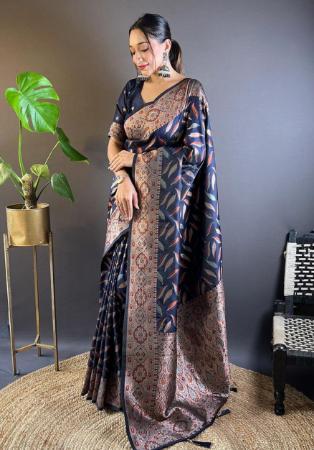 Picture of Classy Silk Navy Blue Saree