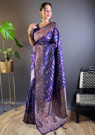 Picture of Sightly Silk Dark Slate Blue Saree