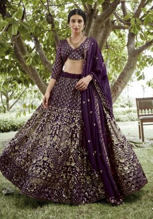 Picture of Gorgeous Georgette & Net Purple Lehenga Choli