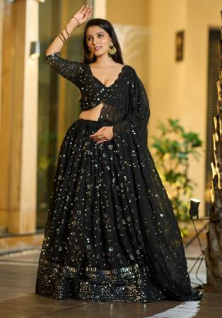 Picture of Comely Georgette & Net Black Lehenga Choli