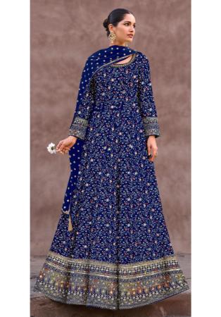 Picture of Superb Georgette Navy Blue Anarkali Salwar Kameez