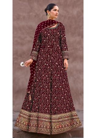 Picture of Gorgeous Georgette Maroon Anarkali Salwar Kameez