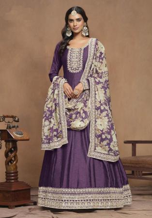 Picture of Delightful Silk Purple Party Wear Gown