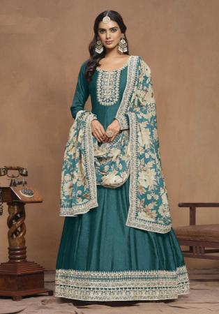 Picture of Graceful Silk Teal Party Wear Gown