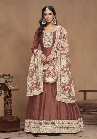 Picture of Marvelous Silk Brown Party Wear Gown